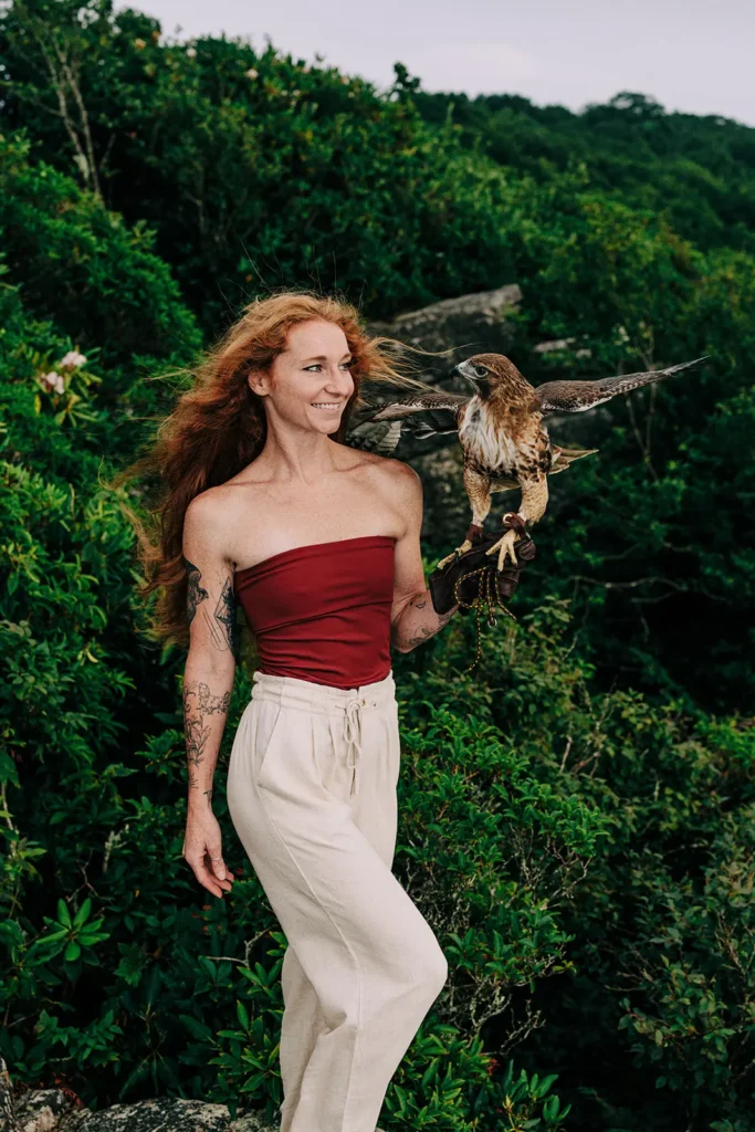 Wild Edge Falconry Experience Owner Holding Red Tailed Hawk